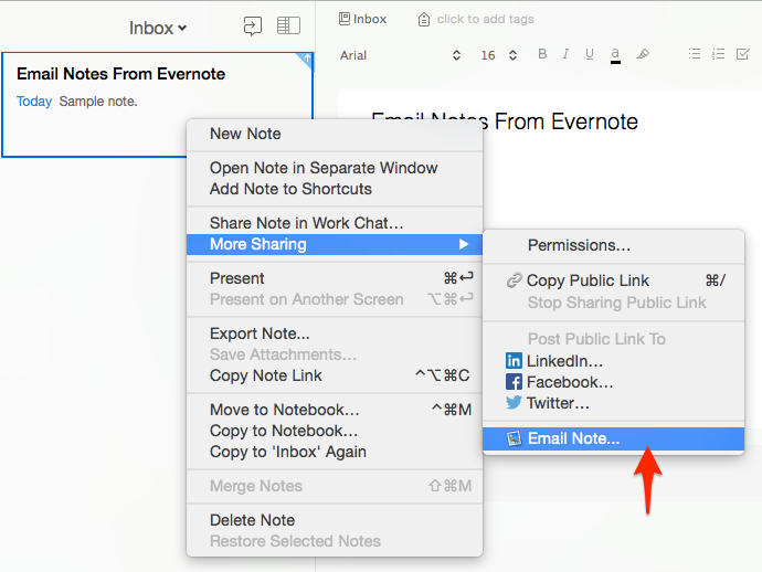 Email Notes From Your Evernote