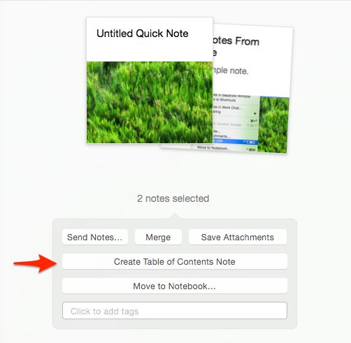 Evernote Create Table of Contents Note